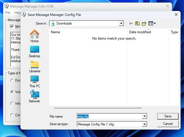 Save your message confiruation