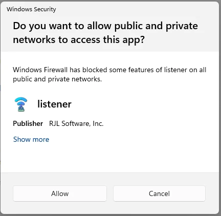 Windows Firewall exception